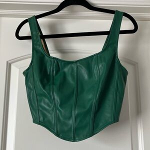 Emerald Green Faux Leather Corset Style Top